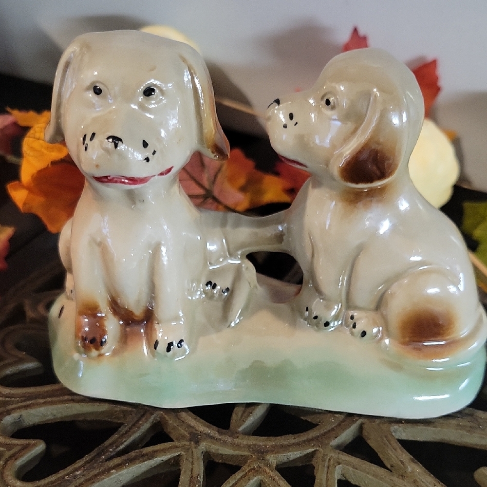 Ceramic Dog Figurine Duo